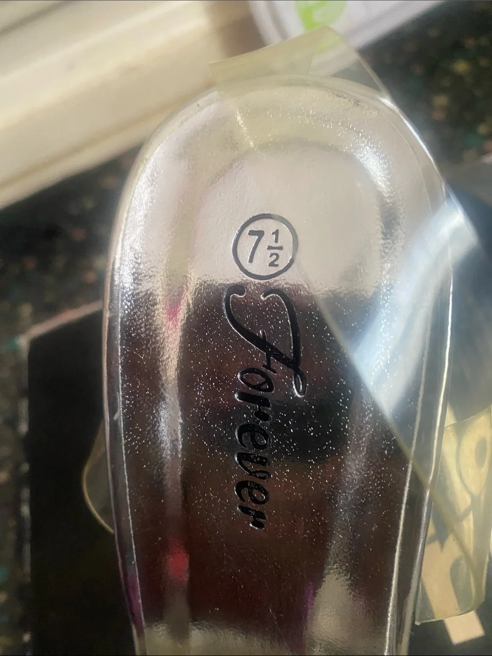 Forever 21 Silver Metallic Slide Heels with Clear Straps
